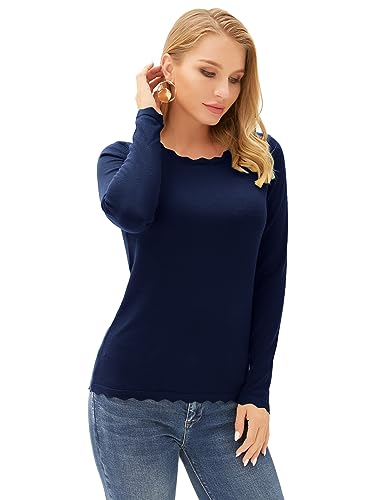 Image of GRACE KARIN Fall Sweaters for Women 2026 Long Sleeve Crewneck Business Casual Tops High Stretchy Knit Fitted Pullover Sweater