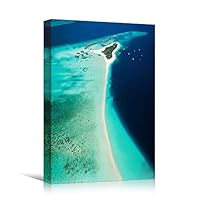 Canvas Wall Art Lone Island Beach Beach Blue Coastal Cool Photography Relax/Calm - 12x18 inches