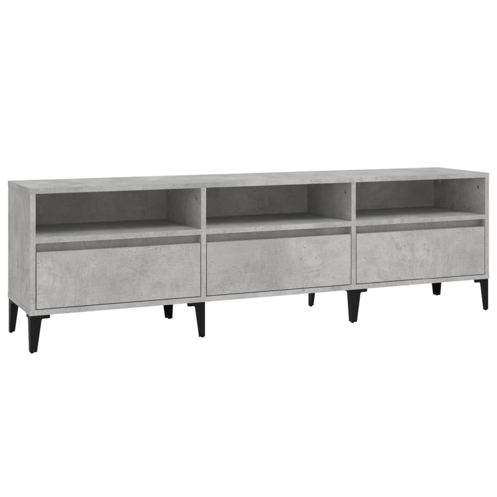 Szafka pod telewizor, betonowa, szara, 150 x 30 x 44,5 cm, materiał drewnopochodny, wytrzymały, uniwersalny stojak pod telewizor do salonu, praktyczny stolik konsolowy