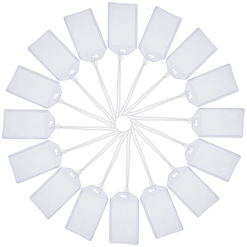 Abaodam 16個 クリア製ネームタグホルダーカードスリーブ付き名札ケース名刺入れ用ラゲッジタグホルダー通勤旅行用