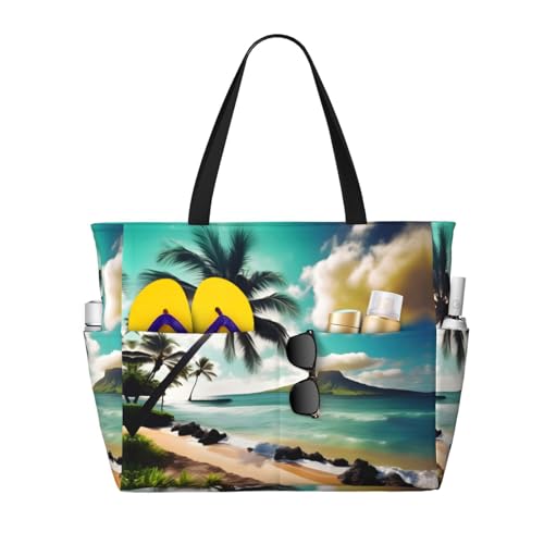 Sac fourre-tout de plage d'été grand format noir avec bandoulière solide