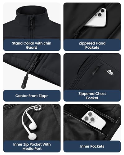 WULFUL Men's Windproof Lightweight Golf Vest Outerwear with Pockets Softshell Sleeveless Jacket for Running Hiking Sports3