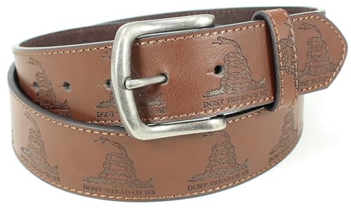 Don’t Tread on Me Leather Belt Strap and Metal Buckle 1.5" Wide with Snaps - Gadsden Flag Patriotic American History USA2