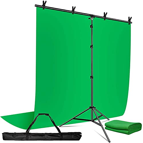 HYJ-INC Green Screen Backdrop Stand Kit with 8.5ft X 5ft Portable T-Shape Background Support Kit ,Polyester Cloth Fabric Backdrop, Clamps for Streaming, Gaming HYJ-INC Green Screen Backdrop Stand Kit with 8.5ft X 5ft Portable T-Shape Background Support Kit ,Polyester Cloth Fabric Backdrop, Clamps for Streaming, Gaming