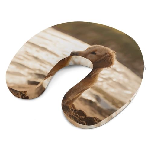 Almohada U de espuma viscoelástica 30x25 cm para viaje miniatura 6