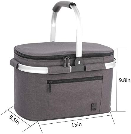 22L Cooler Bag Insulated Picnic Basket Isothermal Lunch Bag Shopping Baskets Cooler Box for Pinic Camping Hiking Beach Day Trip
