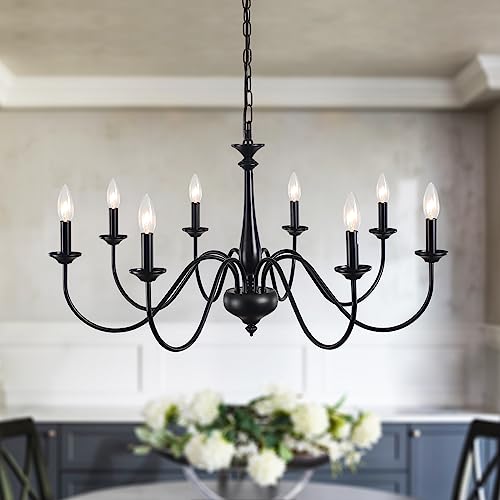 Lista de Candil Top 10. 45 ZemSum Candelabros de Techo 8 Luces Candelabro Colgantes Negra Candiles de Techo Colgantes para Comedor Cocina Recamara Sala
