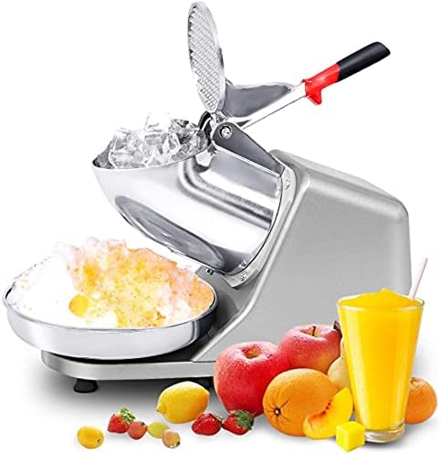 GYMAX Electric Ice Crusher, 1450r/m Crushed Ice Machine Snow Cone Maker, 65kg/Hour Stainless Steel Ice Shaver for Home and Commercial