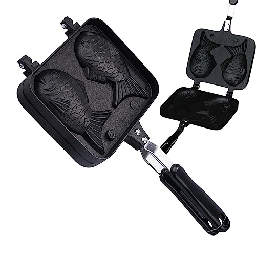 Qmisify Máquina para Hacer gofres en pez - Waffle en japonés - Máquina Antiadherente para Hacer Pasteles Calientes en Pescado para cocinar en casa para natillas