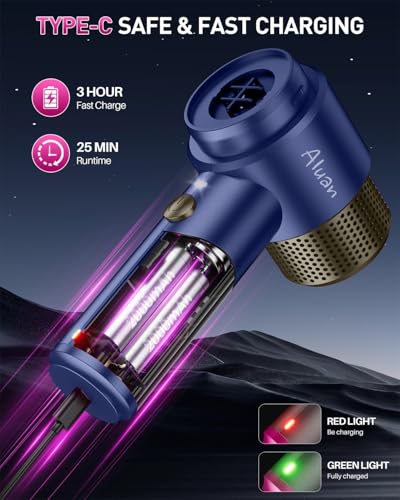 Image of Aluan 4-in-1 Portable Vacuum Cleaner for Car Use, 15000PA Strong Suction Handheld Vacuum for Car and Home, Inflator and Air Bleed Function, Vacuum for Keyboard, Pet Hair, Car Detailing (Blue)