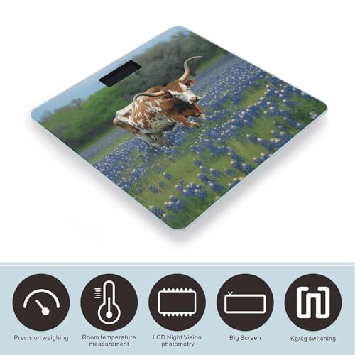 Báscula digital de baño Bluebonnet Longhorn con pantalla LCD clara miniatura 3