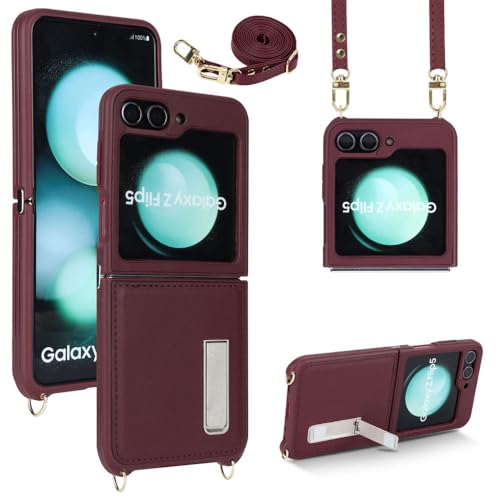 Coque Galaxy Z Flip 5 antichoc pour éviter les chutes avec sa sangle en cuir