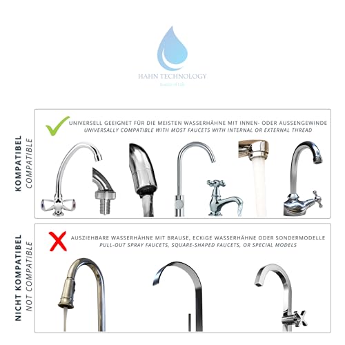 HAHN Technology® 3er-Set Ersatzkartuschen - Aktivkohle mit Keramikkugeln & Mikrofilter | Für HAHN Wasserhahnfilter geeignet | Reduziert Chlor, Gerüche & Verunreinigungen