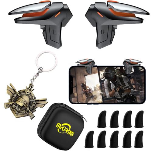 Mikirini 13 in 1 Mobile Phone Game Controller for iPhones & Android Phones, 2 Gaming Triggers Cell Phone Gaming Triggers compatible with PUBG Mobile/Fortnitee Mobile/Call of duty Mobile/Apex
