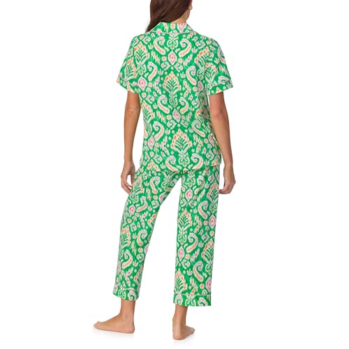 Bed Head PJs Womens Short Sleeve Notch Collar & Cropped Pants Sleepwear Pajama Set, Organic Cotton3