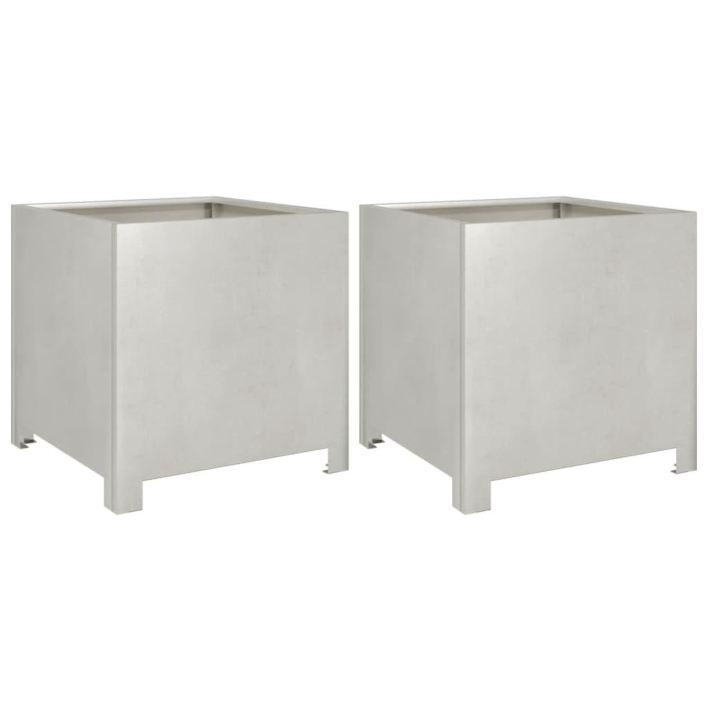 vidaXL Garden Planters 2 pcs, Plant Pot for Patio Balcony Terrace, Flower Pot for Flower Herb Plant, Outdoor Planter Box, Stainless Steel — image 1