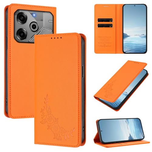 �X�}�z�P�[�X �Ή��@�� for Tecno Spark 6 Go,�Ή��@�� for Tecno Spark Go 2020 / 2021 �yRFID�u���b�N�z�y�J�[�h�z���_�[�t�����z �}�O�l�b�g�J�� �X�^���h�@�\�t���z�X�}�z�P�[�X Orange
