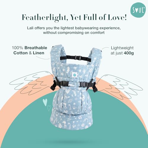 Image of SOULSLINGS 4-in-1 Lali Baby Carrier Bag - Frost | Compact & Lightweight (400g) | Adjustable for 0-24 Months (4-15kg) | Machine Washable & Handwashable | Breastfeeding Friendly