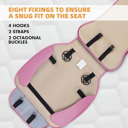 Image of Elantrip 2PCS Front Car Seat Covers Pink Leather Auto for Women Airbag Compatible Diamond Pattern PU Seat Cover Universal Fitness