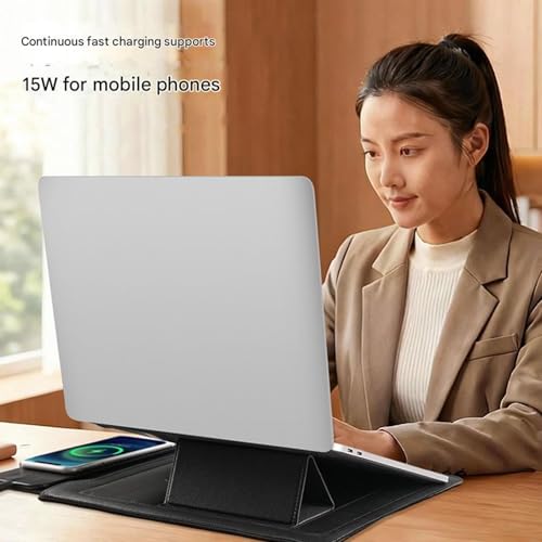 Estuche soporte de cuero para laptop con carga inalámbrica miniatura 4