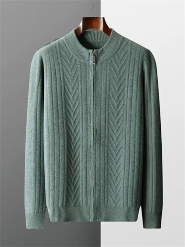 Men's Wool Knit Cardigan Sweater Round Collar Long Sleeve Zipper Fall Winter Large Size Outerwear2