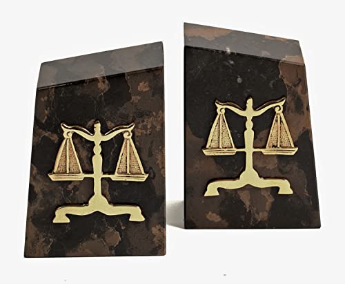 Scales of Justice Tiger Eye Marble BOOKENDS - Lawyer Gift - Legal Office Decor
