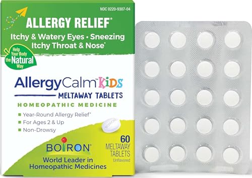 Boiron AllergyCalm Kids Tablets for Relief from Allergy and Hay Fever Symptoms of Sneezing, Runny Nose, and Itchy Eyes or Throat - 60 Count - image 1