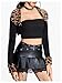 MakeMeChic Women's Cheetah Print Tops Y2K Fall Cardigan Fuzzy Shrugs Open Front Long Sleeve Crop Tops Black X-Large