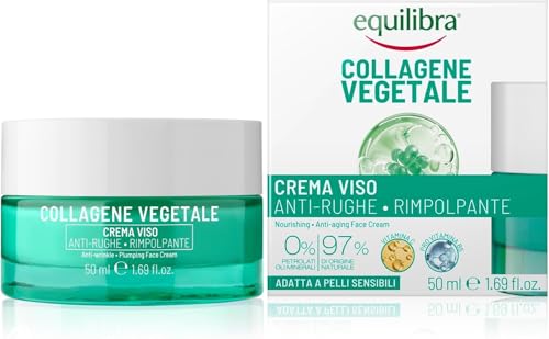 Equilibra, Collagene Vegetale Crema Viso Anti-rughe Rimpolpante, 50 ml , con Fitocollagene da Semi di Zucca e Collagen Amino Acids, Vitamina C, Pro-vitamina B5, Dermatologicamente Testato