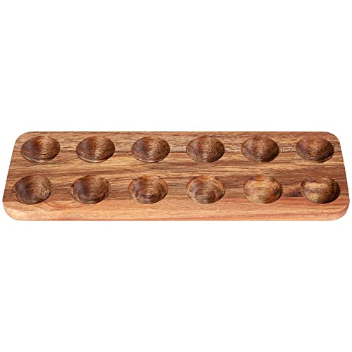 Juwacoo Boîte à œufs, porte-œufs, 12 trous, bois d'acacia, marron, naturel japonais