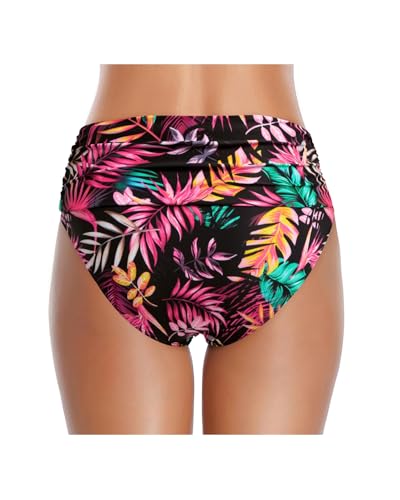 Image of Tempt Me Women's High Waisted Bikini Bottom Tummy Control Ruched Bathing Suit Swim Bottom