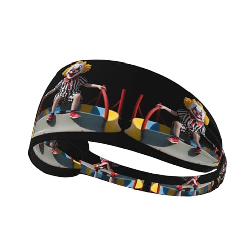Elastic Sports Headband Hairband YYHWHJDE Clown boy playing Picture Soft, Breathable, Quick-Dry