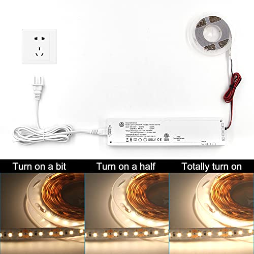 Image of VST 60W LED Power Supply, 100V-240V AC to 12V DC Low Voltage Transformer with JST Ports, Cabinet Light Power Adapter, ETL Certified, White