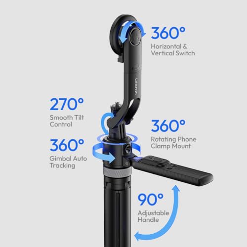 Image of ULANZI TT23M 63 inch Magnetic Face Tracking Tripod for iPhone, 360 Smart Auto Face Tripod with Remote, Selfie Stick for MagSafe that Follows Your Movement for iPhone 17 /16 /15 /14 /13 /Android /Camera /GoPro