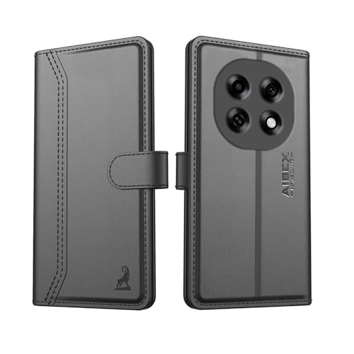 Image of AIBEX Compatible for Oppo F31 Pro 5G Flip Cover Leather Finish | Inside TPU with Card Pockets | Wallet Stand | Complete Protection Flip Case Black