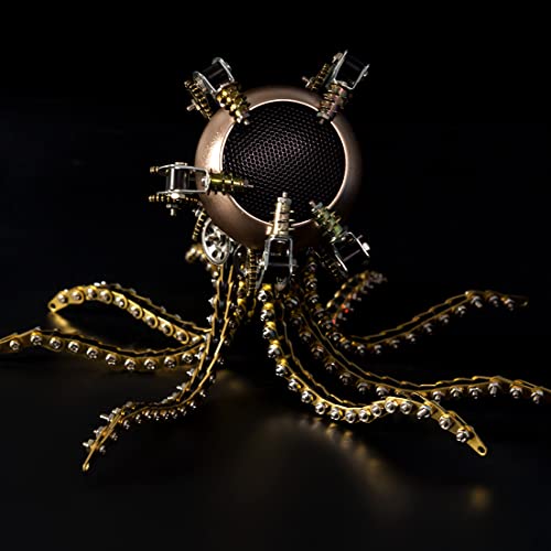 Zestaw samodzielnego złożenia metalowych puzzli 3D głośnikiem ośmiornicy, rozkładany zestaw samodzielnego złożenia puzzli 3D stali nierdzewnej dorosłych, ozdoba biurko łamigłówką - 1060 elementów