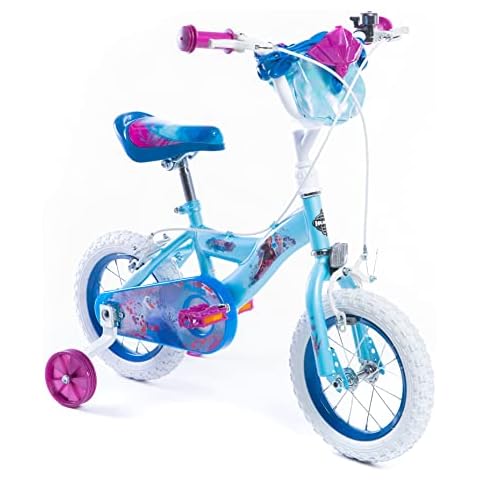 Huffy Disney Frozen 2 Girls Bike 3-5 Year Old Easy Quick Connect Assembly + Stabilisers,Sky Blue, 12 inch Cover