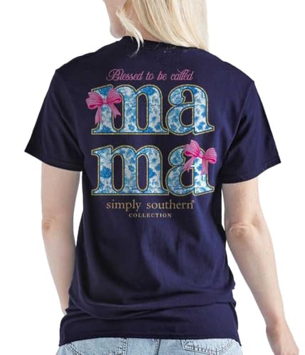 Simply Southern Blessed to Be Called Mama - Pink Bows - Adult T-Shirt