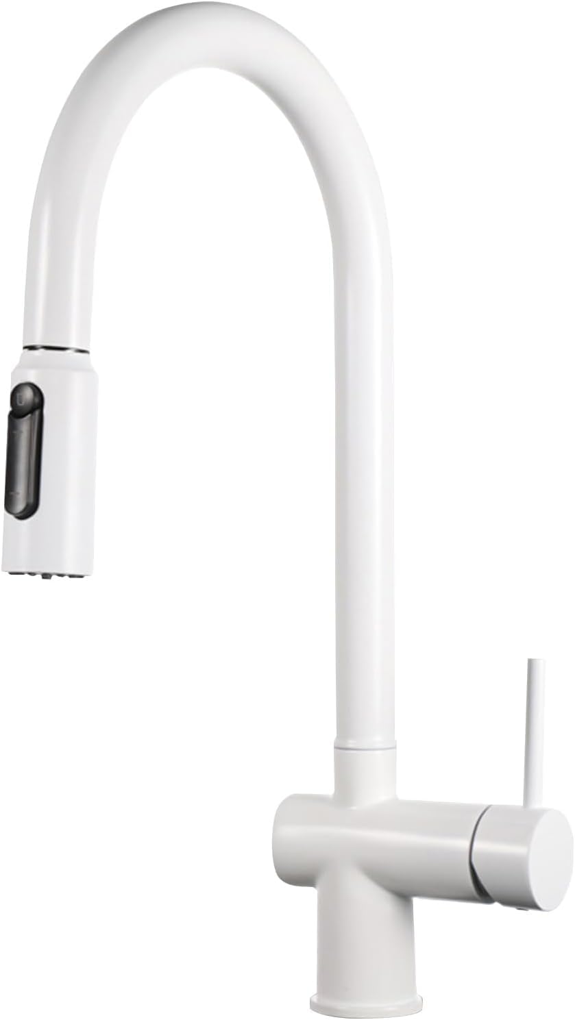 Robinet de cuisine 3 voies gris en laiton avec col flexible et mitigeur filtre à eau intégré