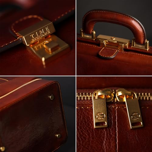 Image of Time Resistance Leather Doctor Bag - Italian Handmade Medical Bag - Vintage Style Handbag - Real Leather Briefcase