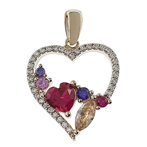 Pendentif coeur plaqué or 750/000 serti d'oxydes de zirconium éclatants pour femme