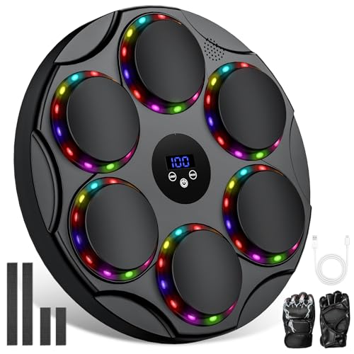 Máquina de Boxeo Musical,9 modos de velocidad Music Boxing Machine con guantes de boxeo,Máquina de Boxeo Electrónica de Pared Bluetooth Portátil,Equipo de Boxeo Ideal para el hogar, oficina, gimnasio