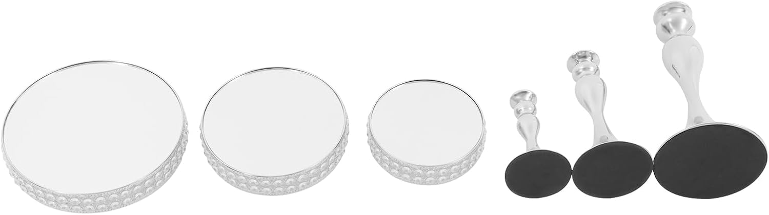 Juego De 3 Soportes para Pasteles, De 8", 10" Y 12", Ideales para Mesas De Cupcakes, Exhibidores De Pasteles para Bodas, Fiestas Y Cumpleaños (Plateado). Silver