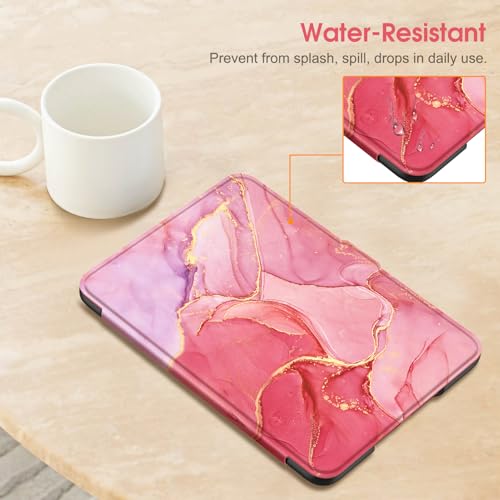 Image of Fintie Case for 7 inch All-New Kindle Paperwhite (12th Generation, 2024) and Kindle Colorsoft Signature Edition - Slim Lightweight Shell PU Leather Protective Cover with Auto Sleep /Wake, Marble Pink