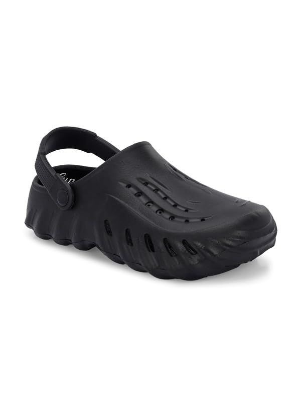luper Black Men Sandals Self Design Clogs-picture-44