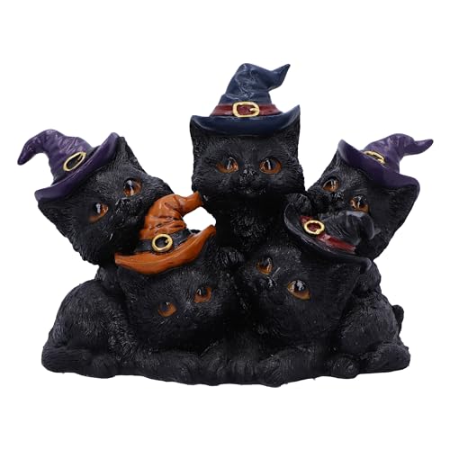 Nemesis Now Familiar Friends Figurine 18cm, Resin, Black, Witch's Familiar Cats Figure, Witch's Kittens Ornament