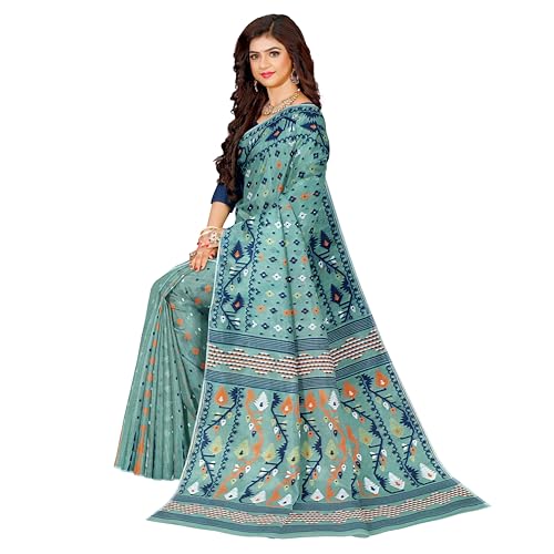 Image of Mayabi Women's Dhakai Jamdani Cotton Silk Saree Traditional Bengali Tant Korat Work, Without Blouse Piece