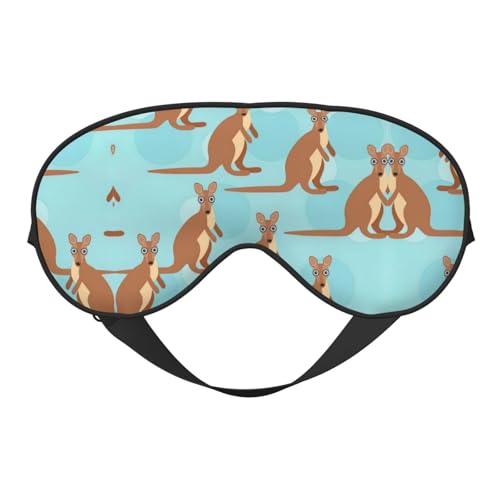 Divertida máscara para dormir con estampado de zoo de canguro, suave, ajustable, banda de ojos de seda opaca para hombres y mujeres