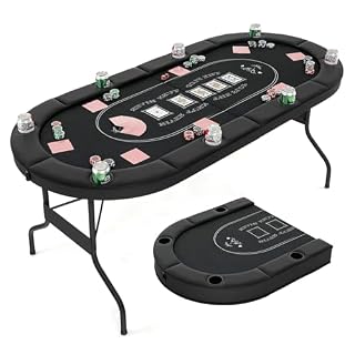 HOMASIS table de poker pliable noire, 8 joueurs