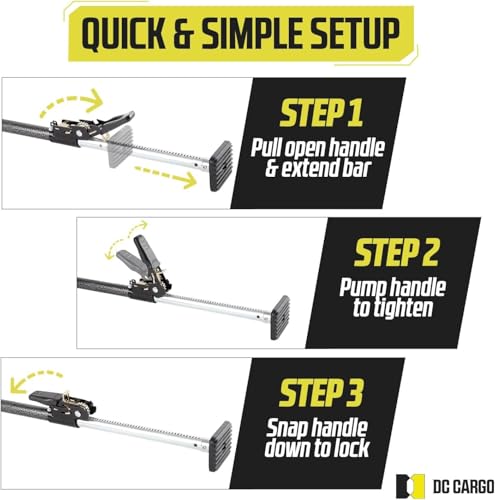 Image of DC Cargo Mall Adjustable Cargo Bar for Pickup Truck Bed - 40 inch-70 inch Truck Bed Divider, 2 Pack Heavy-Duty Cargo Stabilizer for Tundra, Ram 1500 & More